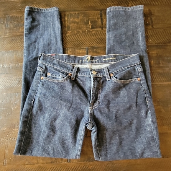 Women's 7 For All Mankind Roxanne Slim Fit Jeans in Medium Wash Blue Size 28 - Picture 2 of 15